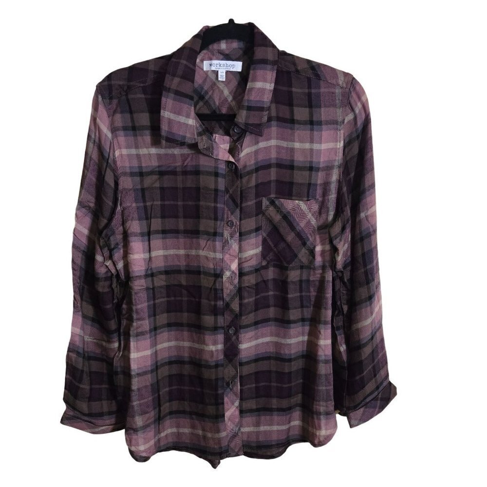 Workshop Republic Clothing Purple Native Plaid Shirt Size L